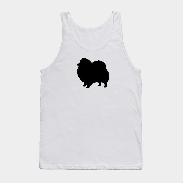 Black Pomeranian Dog Silhouette Tank Top by Coffee Squirrel